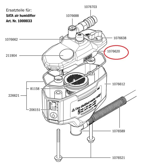 Deckel für SATA air humidifier