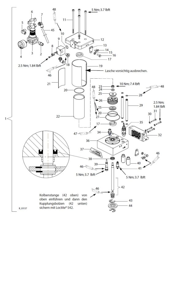 Ersatzteilliste Luftmotor mit Befestigung Sensor