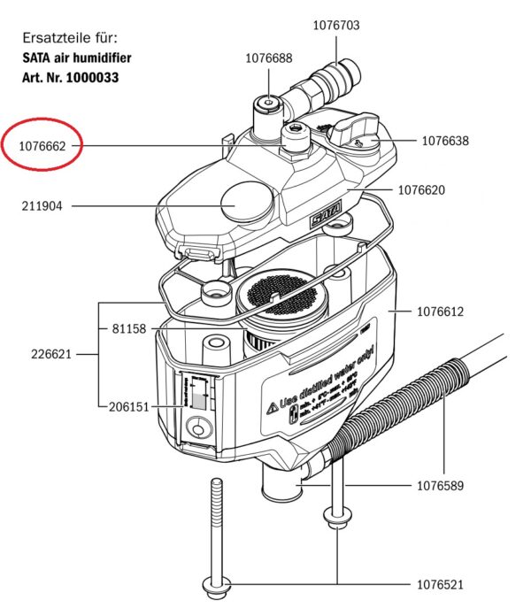 Überdruckventil kpl für für SATA air humidifier