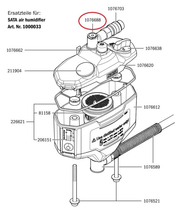 Winkelverschraubung drehbar für SATA air humidifier